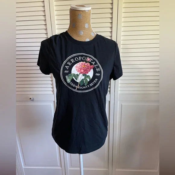 Aeropostale crewneck T-shirt circle logo size extra large, black soft - Picture 1 of 7